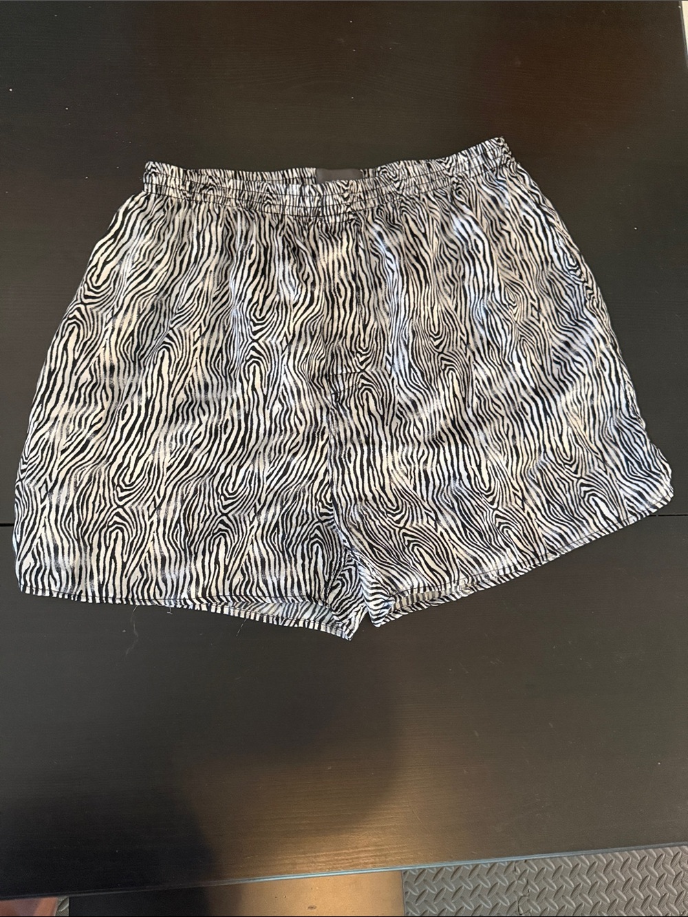Black & White Zebra Print Elastic Waist Silk Shorts